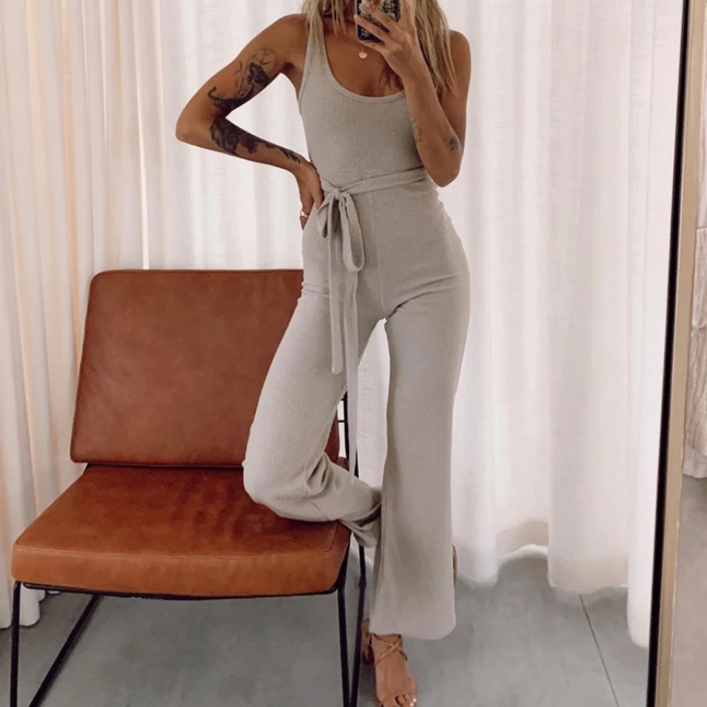 Princess Polly Gray Ribbed Jumpsuit